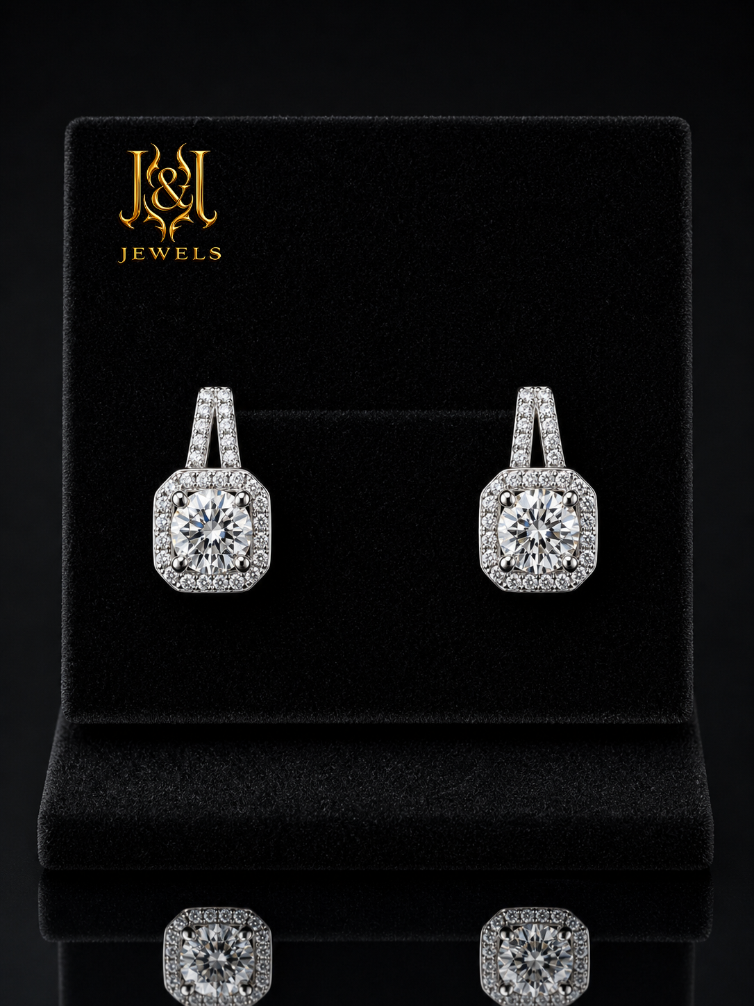 Luxury Square Halo Moissanite Drop Earrings