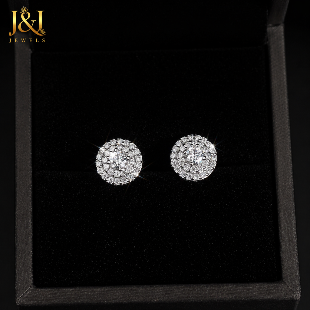 Moissanite Cluster Stud Earrings 10.2mm