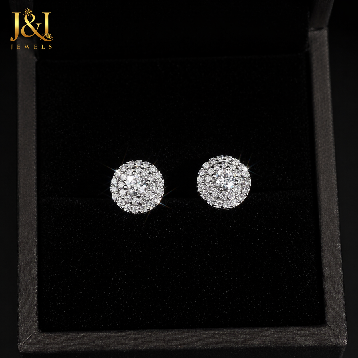 Moissanite Cluster Stud Earrings 10.2mm