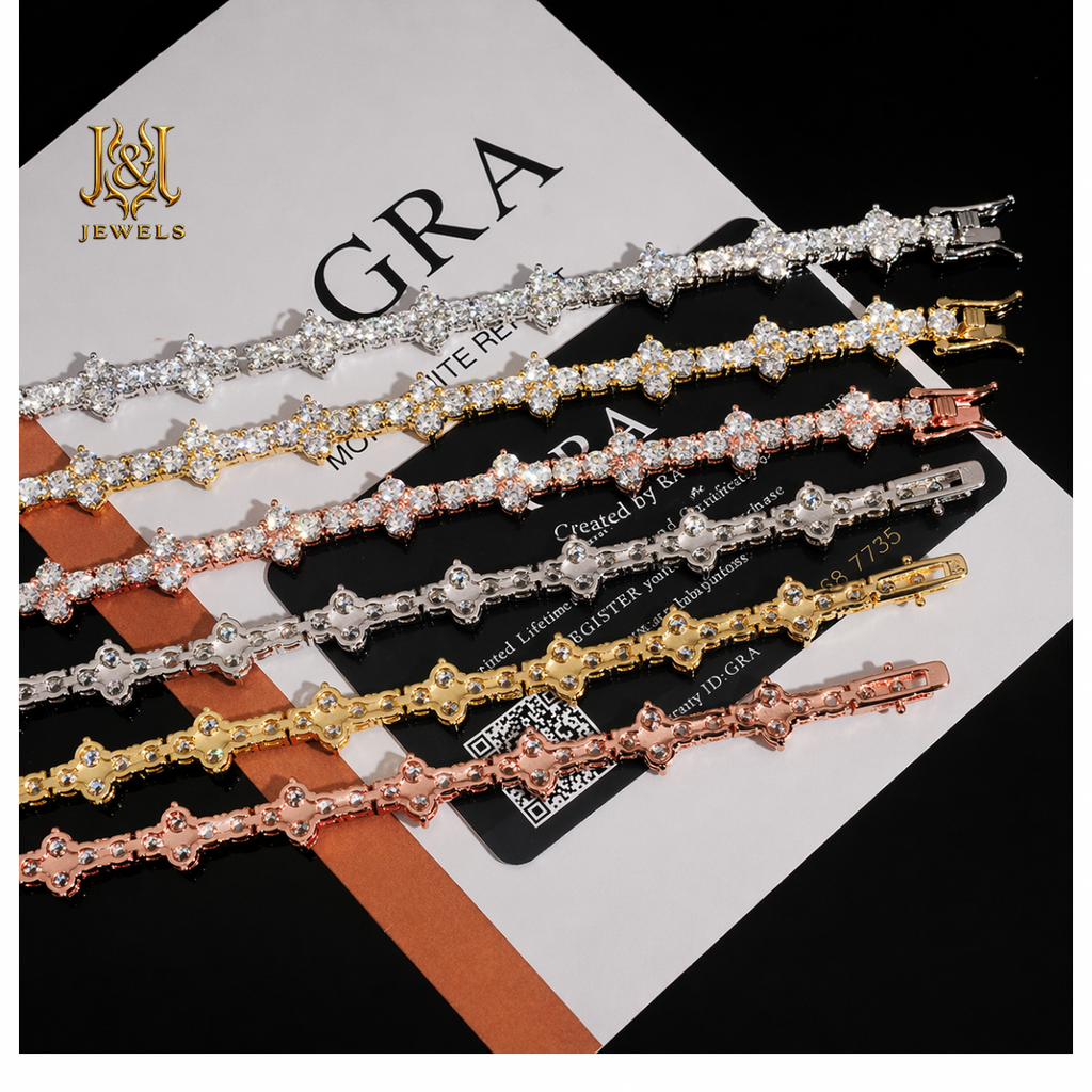Moissanite Cross Tennis Chain 3mm