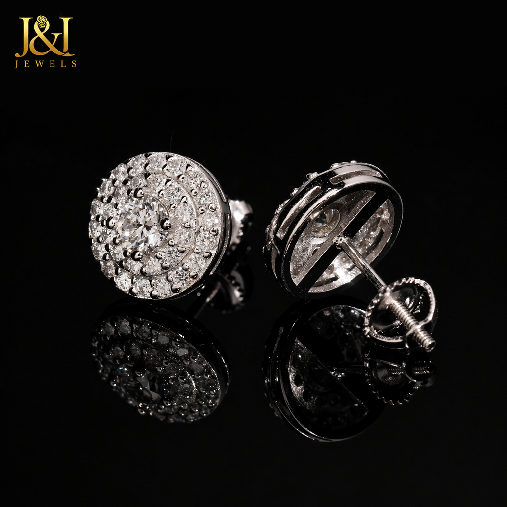 Moissanite Cluster Stud Earrings 10.2mm
