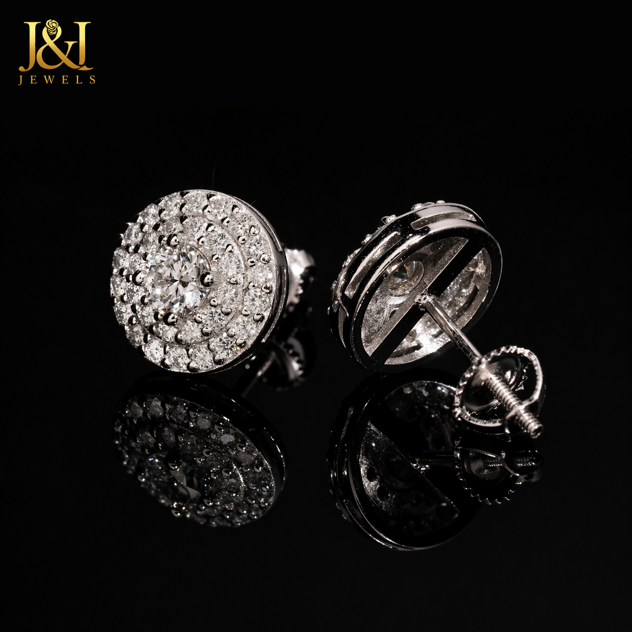 Moissanite Cluster Stud Earrings 10.2mm
