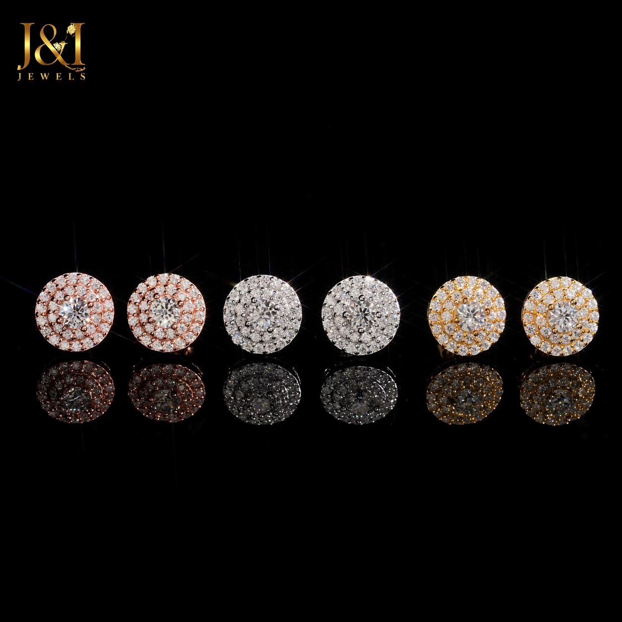 Moissanite Cluster Stud Earrings 10.2mm