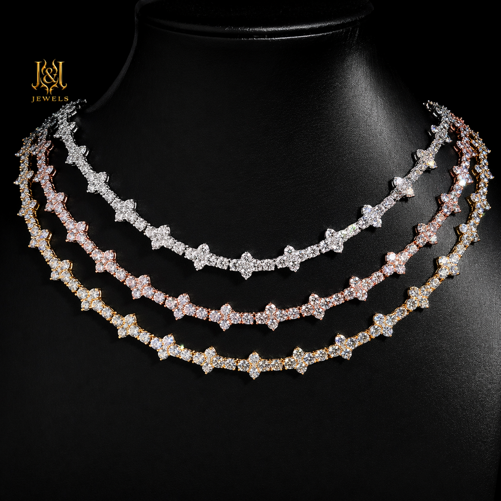 Moissanite Cross Tennis Chain 3mm